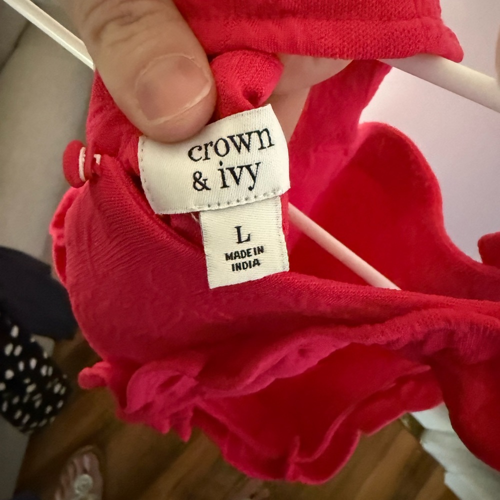 Crown & Ivy Red Ruffle Blouse - Picture 2 of 2